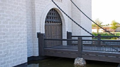 Castle drawbridge over moat