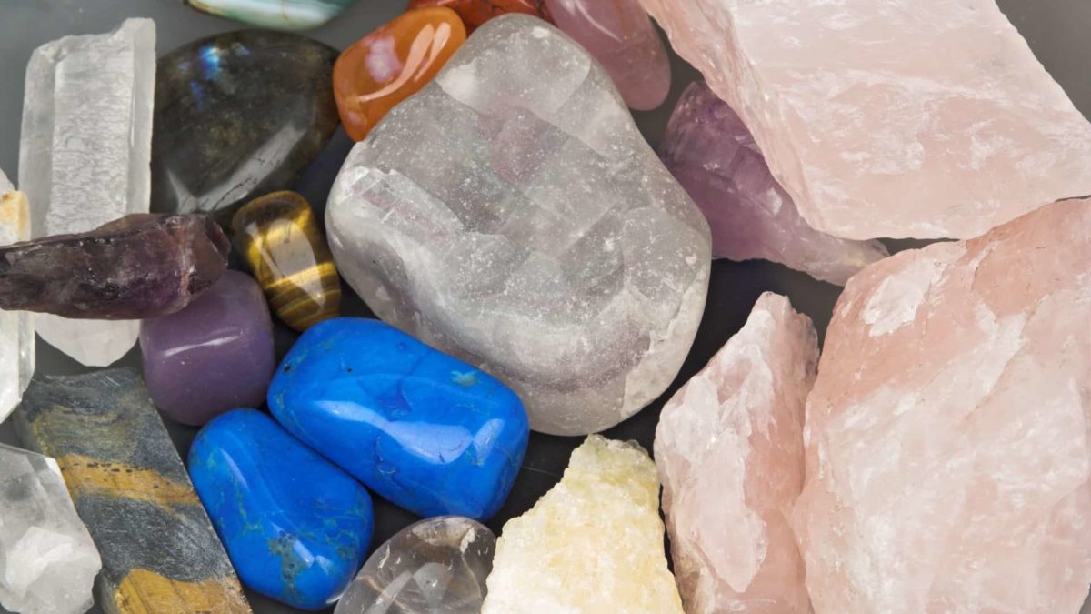 Pile of various smooth rock minerals