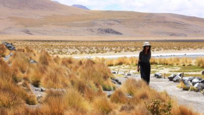 woman standing at proposed lithium mine surrounded by native flora