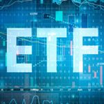 ETF written with a blue digital background.