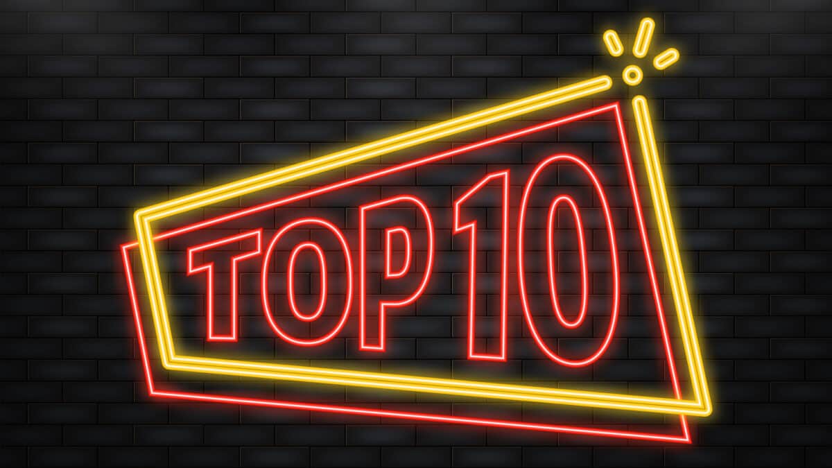 A neon sign says 'Top Ten'.